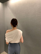 French Style One-Shoulder Slimming Top